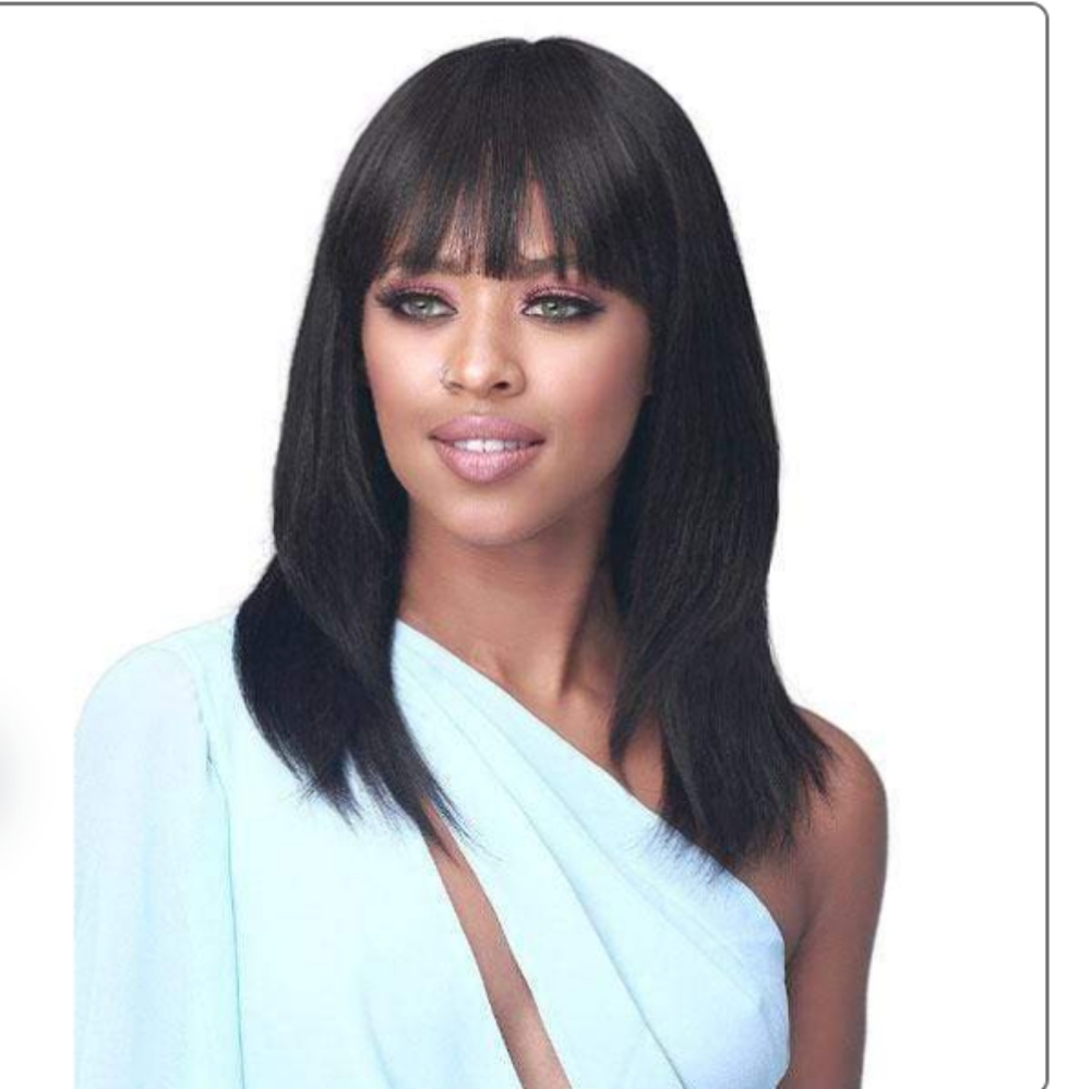 BOBBY BOSS Unprocessed 100% Human full wig with soft bang NATURAL BLACK 14/16"